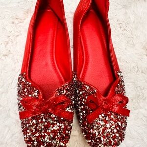Source Unknown Red Sequin Flats